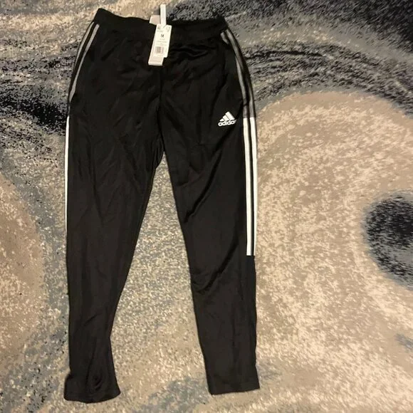 NWT Adidas Track Pants Black Medium Y2K Streetwear Blokecore 3-Stripe Joggers - Picture 2 of 7